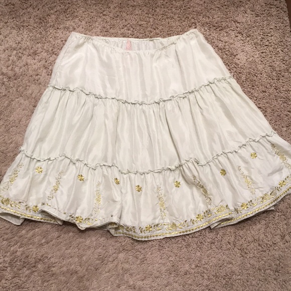 Rangoon silk sea foam and gold skirt - Picture 1 of 5